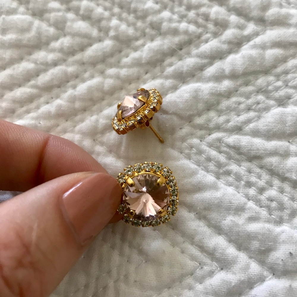 Faux pink diamond earrings